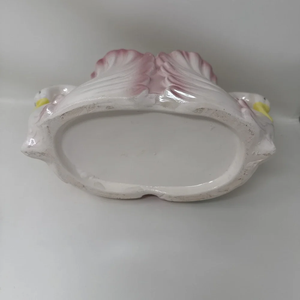 Swan Vase Planter Pearlized Pink Floral 5